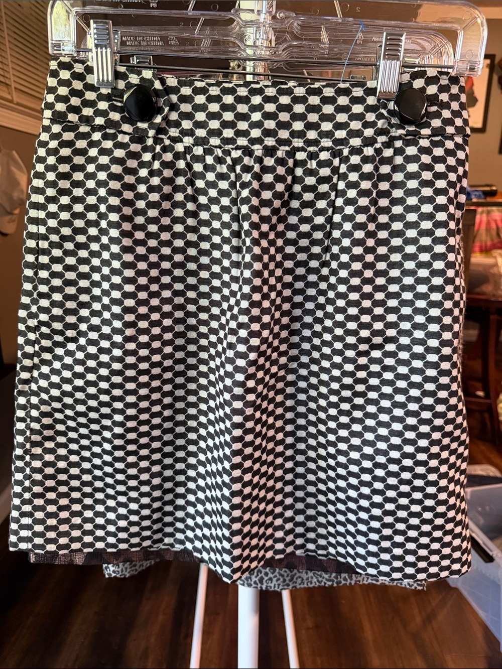 Banana Republic Black and White Checker Mini Skirt